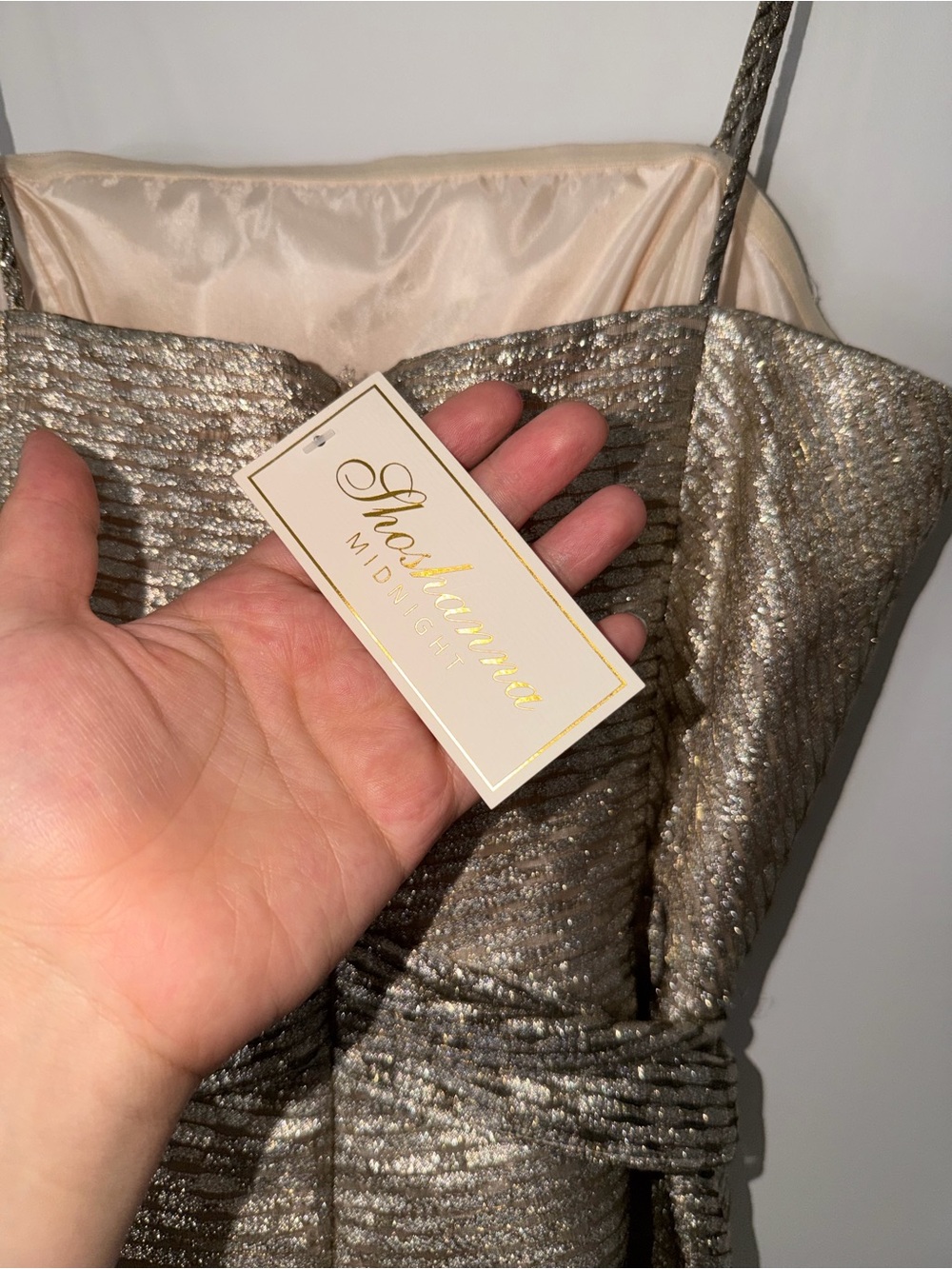 NWT Shoshanna Shimmery Metallic Gold mini prom graduation dress 10 - Picture 8 of 14